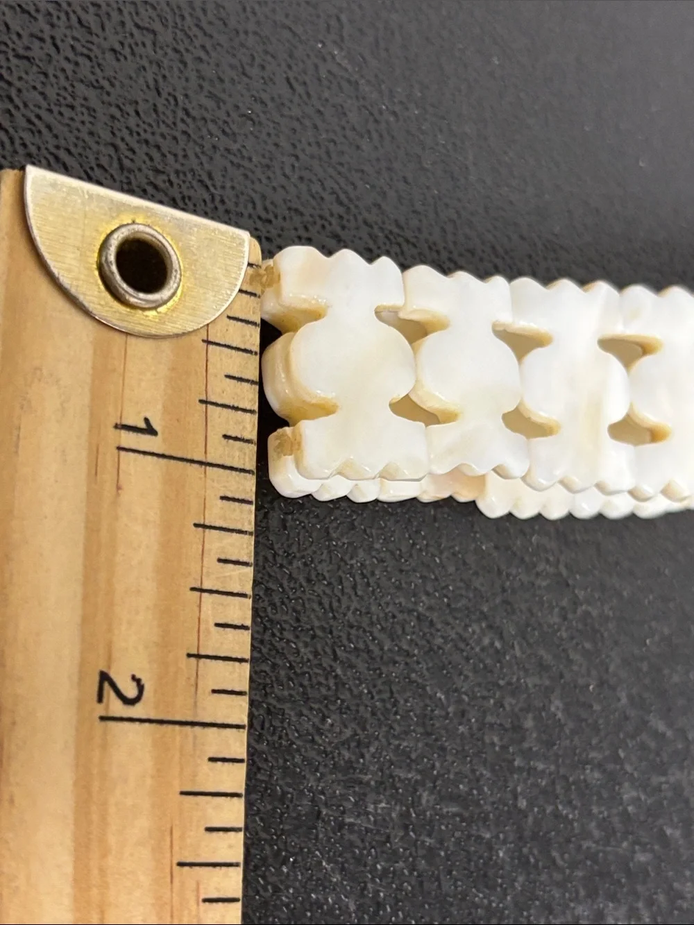 Vintage Carved Cream Mother-of-Pearl Link Bracelet - Elegant Women’s Jewelry